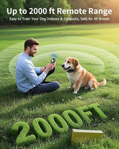 Dog Shock Collar with Remote Control - Shock Collar for Dogs IPX7 Waterproof Dog Training Collar with Beep Vibration Static Correction Flashlight Long-Lasting Battery Safe Training for dogs 10–120 lbs in Kuwait