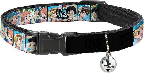 Crunchyroll Cat Collar, Breakaway Collar with Bell, Ouran Host Club Seven Character Beach Day Pose Blocks, 8.5 to 12 Inches 0.5 Inch Wide in Kuwait