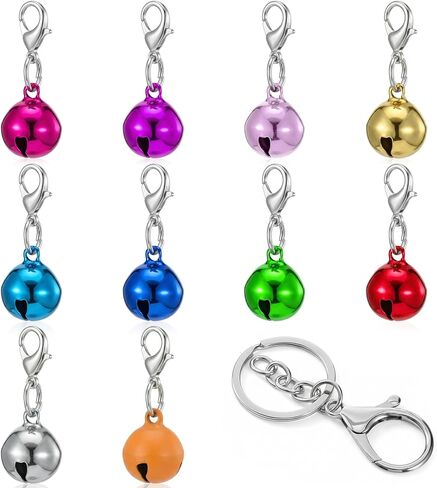 10PCS Cat Collar Bell Pet Bells for Cat Dog Collar, Small Pet Collars Bells with 1pack Keychain Pets Pendant Accessories Multicolor Cats Dog Collars Charm for Christmas Decoration, Loud Crisp Sound in Kuwait