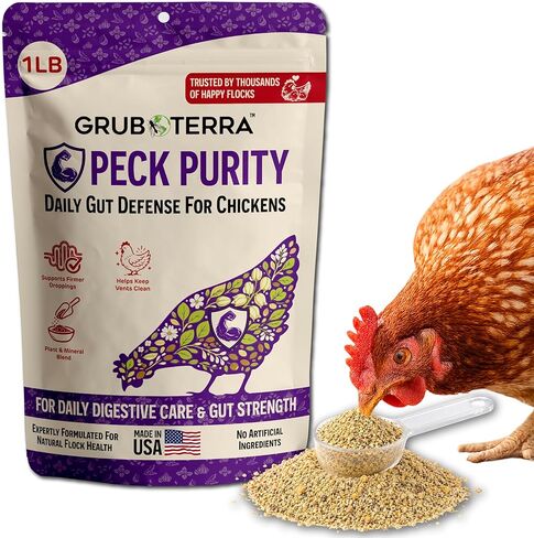 PeckPurity Natural Chicken Herbal Supplement Dewormer – Daily Gut Support with Diatomaceous Earth & Yucca Extract – for Hens, Chicks & Wild Birds – Plant-Based Digestive Health Blend – USA (1 LB) in Kuwait