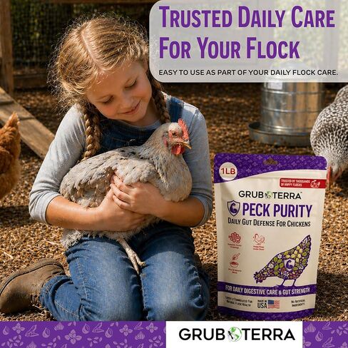 PeckPurity Natural Chicken Herbal Supplement Dewormer – Daily Gut Support with Diatomaceous Earth & Yucca Extract – for Hens, Chicks & Wild Birds – Plant-Based Digestive Health Blend – USA (1 LB) in Kuwait