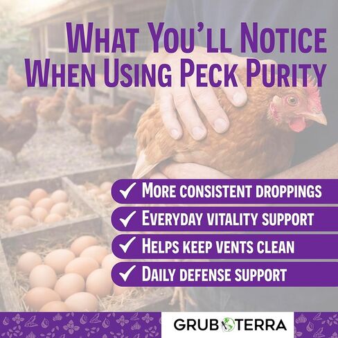 PeckPurity Natural Chicken Herbal Supplement Dewormer – Daily Gut Support with Diatomaceous Earth & Yucca Extract – for Hens, Chicks & Wild Birds – Plant-Based Digestive Health Blend – USA (1 LB) in Kuwait