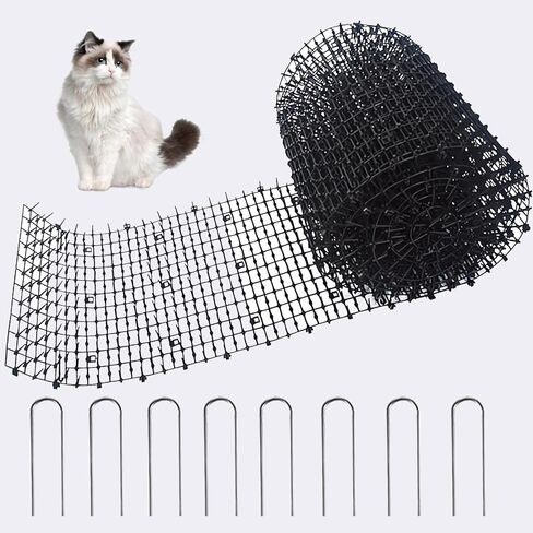 13ft Scat Mat for Cats with Spikes, Prickle Strips Network Digging Stopper Outdoor Spike Deterrent Mat, Pet Deterrent to Keep Cats Away,157 inch x 11 inch in Kuwait