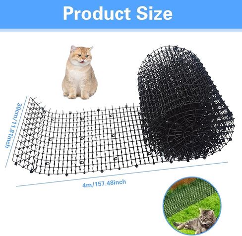 13ft Scat Mat for Cats with Spikes, Prickle Strips Network Digging Stopper Outdoor Spike Deterrent Mat, Pet Deterrent to Keep Cats Away,157 inch x 11 inch in Kuwait