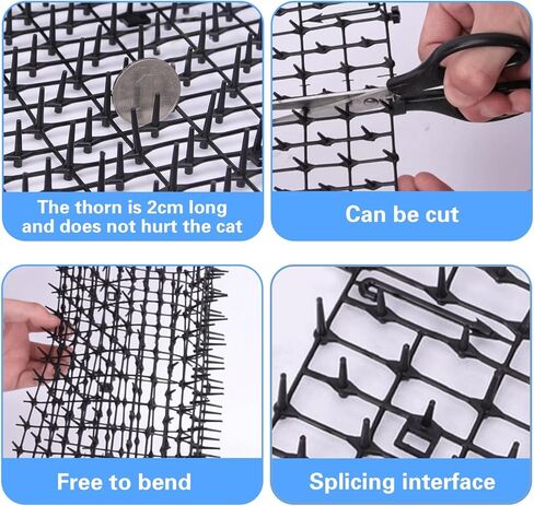 13ft Scat Mat for Cats with Spikes, Prickle Strips Network Digging Stopper Outdoor Spike Deterrent Mat, Pet Deterrent to Keep Cats Away,157 inch x 11 inch in Kuwait
