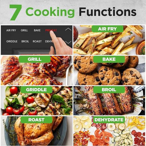 NutriChef Indoor Smokeless Grill - Smart Grill & Air Fryer with 7 Cooking Functions - 6L Capacity - Includes Smart Thermometer - Precise Temperature Control - Non-Stick Removable Grill Plates in Kuwait