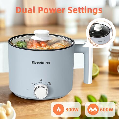وعاء تسخين كهربائي سعة 1.5 لتر، طباخ المعكرونة المحمول بقدرة 600 وات، وعاء تسخين كهربائي صغير غير لاصق. مثالية للبيض والرامين والحساء والمعكرونة. مثالية للنوم والمكتب. in Kuwait