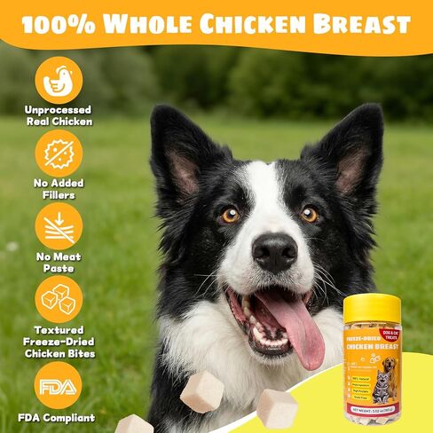 Freeze-Dried Chicken Breast Treats for Dogs & Cats |3.52 oz Premium Single-Ingredient Nutrition, All Natural, High Protein | Ideal Training Treats & Food Topper in Saudi Arabia