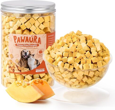 3.5 oz Freeze-Dried Pumpkin Treats for Dogs & Cats – Organic, Single-Ingredient, High Fiber Snacks for Digestion, Gut Health & Training, Healthy Food Toppers, in Kuwait