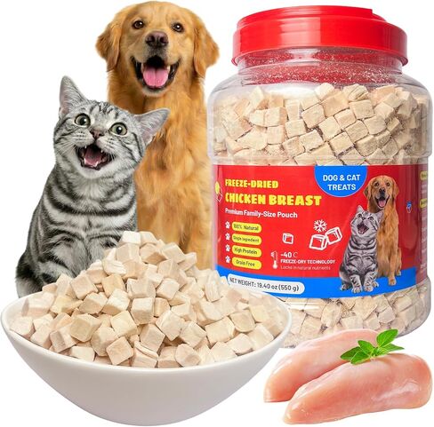 Freeze-Dried Chicken Breast Treats for Dogs & Cats |3.52 oz Premium Single-Ingredient Nutrition, All Natural, High Protein | Ideal Training Treats & Food Topper in Saudi Arabia
