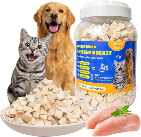 Freeze-Dried Chicken Breast Treats for Dogs & Cats |3.52 oz Premium Single-Ingredient Nutrition, All Natural, High Protein | Ideal Training Treats & Food Topper in Saudi Arabia