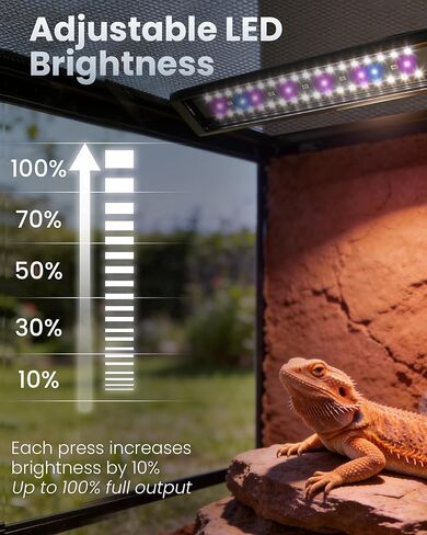 9.8 بوصة مصباح LED للأشعة فوق البنفسجية للزواحف، منطقة فيرغسون 1-4 قابلة للاختيار، مؤقت دورة تلقائي، تعديل سطوع مستقل، مصباح الزواحف الموفر للطاقة 9 وات 6000 كلفن (ليس مصباحًا حراريًا) in Kuwait