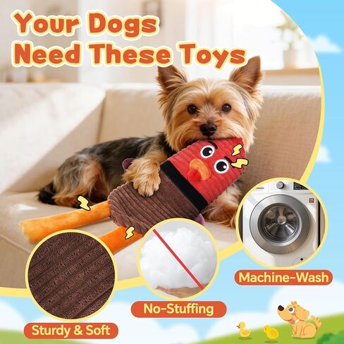 Dog Toys for Aggressive Chewers, 2 Pack No Stuffing Squeaky Dog Toys to Keep Them Busy, Interactive Puppy Toys with Crinkle and Holds a Bottle in Kuwait