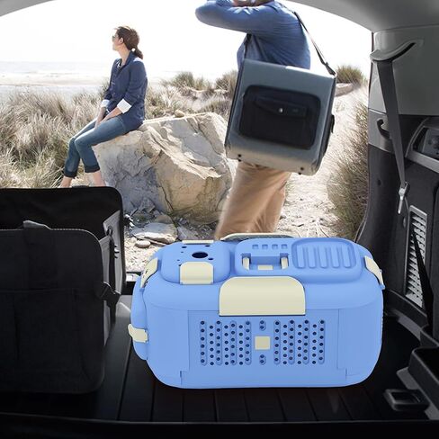 4-Wheel All-Terrain Dog Stroller Jogger, One-Click Foldable Pet Carrier for Cats & Dogs up to 44lbs, with Detachable Basket, Storage Bag & Cup Holder, Lightweight Blue Pet Travel Stroller in Kuwait