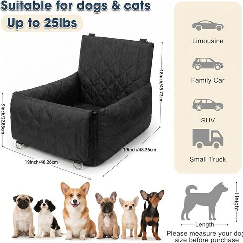 6-in-1 All-Season Waterproof Dog Car Seat, Dog Booster Seat for Small Medium Dogs, Foldable Pet Car Carrier, Travel Bed with Safety Leash, Washable Detachable Cover in Kuwait