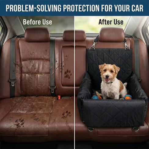 6-in-1 All-Season Waterproof Dog Car Seat, Dog Booster Seat for Small Medium Dogs, Foldable Pet Car Carrier, Travel Bed with Safety Leash, Washable Detachable Cover in Kuwait