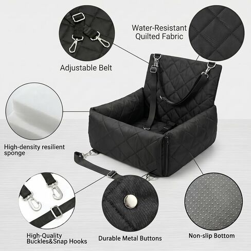 6-in-1 All-Season Waterproof Dog Car Seat, Dog Booster Seat for Small Medium Dogs, Foldable Pet Car Carrier, Travel Bed with Safety Leash, Washable Detachable Cover in Kuwait