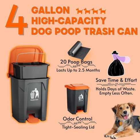 مجموعة مكونة من 6 قطع من Pooper Scooper - بما في ذلك سلة المهملات سعة 15 لترًا بالخارج، و20 كيس نفايات، ومقبض طويل مقاس 91.44 سم، مجموعة صينية مجرفة للكلاب الكبيرة، يمكن أن تكون خطوة قفل الرائحة بدون لمس أنبوب الكلب للعشب/الحصى in Kuwait