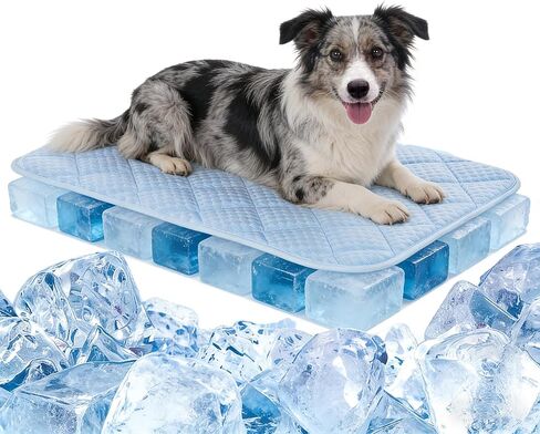 Dog Cooling Mat,Cooling Mat for Dogs, 35"x23" Cats Cooler Pad, Premium Pets Cool Bed for Crate Kennel, Indoor Cats Cool Sleeping Bed, Q-MAX >0.45, Pets Cool Pad for Summer (Large - 35*23 In) in Kuwait