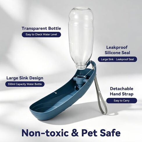 Dog Water Bottle, 550ML Large Capacity Leak-Proof Portable Pet Water Dispenser with Carrying Lanyard, Ideal for Outdoor Walking Hiking Travel in Kuwait
