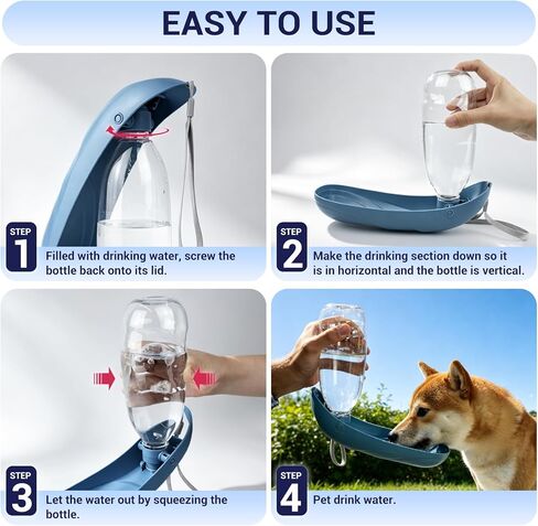 Dog Water Bottle, 550ML Large Capacity Leak-Proof Portable Pet Water Dispenser with Carrying Lanyard, Ideal for Outdoor Walking Hiking Travel in Kuwait