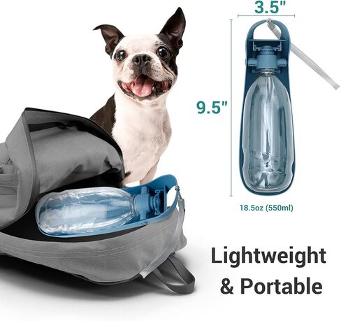 Dog Water Bottle, 550ML Large Capacity Leak-Proof Portable Pet Water Dispenser with Carrying Lanyard, Ideal for Outdoor Walking Hiking Travel in Kuwait