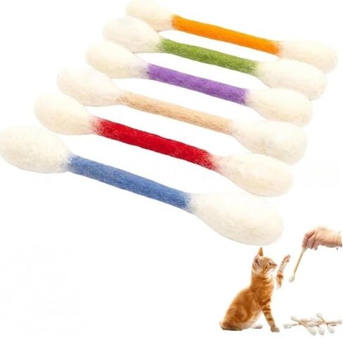 6 PCS Cat Qtip Toy - Cotton Swab Cat Toy with Catnip - Cat Chew Toys for Indoor Cats - Giant Kitten Chew Sticks (Multicolor) in Kuwait