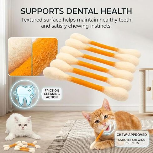 6 PCS Cat Qtip Toy - Cotton Swab Cat Toy with Catnip - Cat Chew Toys for Indoor Cats - Giant Kitten Chew Sticks (Multicolor) in Kuwait