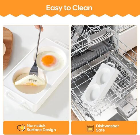 EliteVibe Ceramic Microwave Egg Cooker, BPA-Free Non-Stick Non-Toxic & Heat-Resistant Quick Cooking Egg Maker, Dishwasher Safe in Kuwait