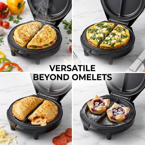 Dual-Zone Electric Omelette Maker,Omelette Maker Electric,1000w Rapid Double-Sided Egg Cooker With Non-Stick Plates，Anti-Silp Base Anti-Scald Handle Cool-Touch Handle for Home,Dorm&Travel in Kuwait