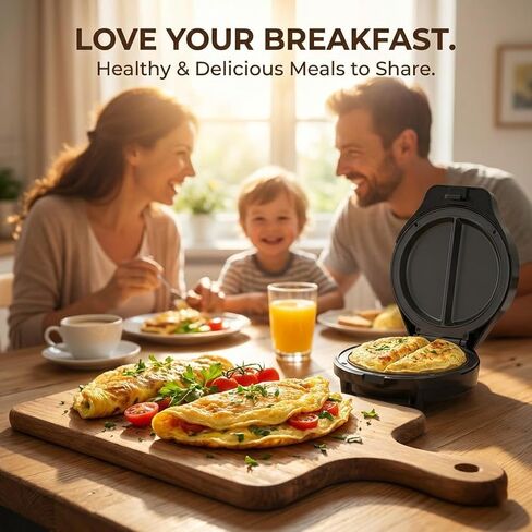 Dual-Zone Electric Omelette Maker,Omelette Maker Electric,1000w Rapid Double-Sided Egg Cooker With Non-Stick Plates，Anti-Silp Base Anti-Scald Handle Cool-Touch Handle for Home,Dorm&Travel in Kuwait