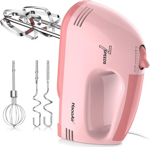 Electric Handheld Mixer, 7-Speed Adjustable Kitchen Mixer, 5 Stainless Steel Accessories (2 * Dough Hooks, 2 * Beaters, 1 * Whisk), Perfect for Kitchen and Baking Food Mixers, Purple in Kuwait