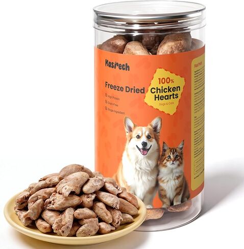 Freeze Dried Chicken Hearts for Cats & Dogs, 17.64 oz (1.1LB), Raw High Protein Cat & Dog Treats, Single Ingredient Organ Meat,Grain Free Healthy Pet Snacks,Training Treats & Food Topper,No Additives in Saudi Arabia