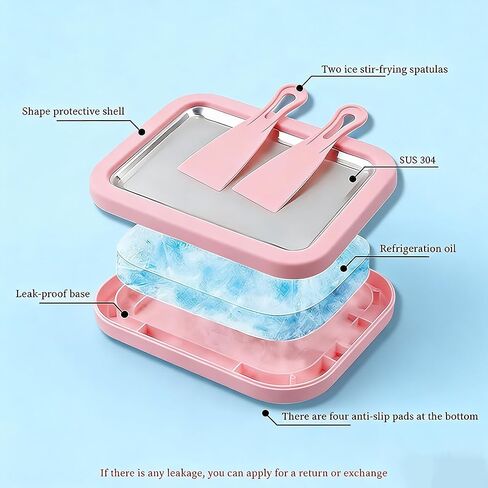 مجموعة صانعة الآيس كريم الملفوفة، صينية رول الآيس كريم DIY مع كاشطتين، لا تحتاج إلى كهرباء، لوح تجميد من الفولاذ المقاوم للصدأ للآيس كريم الملفوف، الزبادي المجمد، الشربات (أخضر) in Kuwait