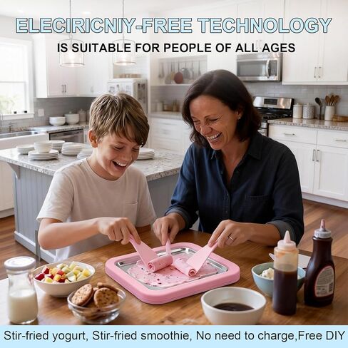 Rolled Ice Cream Maker Kit, DIY Ice Cream Roll Tray with 2 Scrapers, No Electricity Required, Stainless Steel Freezing Plate for Rolled Ice Cream, Frozen Yogurt, Sorbet (Green) in Saudi Arabia