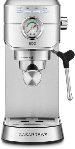 CASABREWS CM5418ECO Espresso Machine 20 Bar, PFAS-Free Espresso Maker with Steam Wand, Stainless Steel Coffee Machine with 34oz Removable Water Tank for Cappuccino, Small Latte Machine, Silver in Kuwait