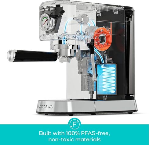 CASABREWS CM5418ECO Espresso Machine 20 Bar, PFAS-Free Espresso Maker with Steam Wand, Stainless Steel Coffee Machine with 34oz Removable Water Tank for Cappuccino, Small Latte Machine, Silver in Kuwait