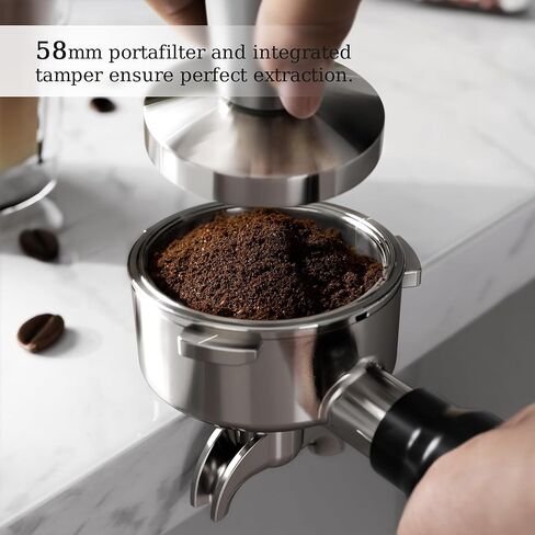 Kismile Espresso Machine with Grinder, 20 Bar Expresso Coffee Machines with Milk Frother, 58mm Expresso Machines for Home, Perfect for Cappuccino & Latte, Silver(2026 Upgrade) in Kuwait