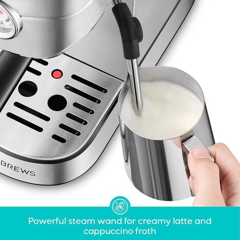 CASABREWS CM5418ECO Espresso Machine 20 Bar, PFAS-Free Espresso Maker with Steam Wand, Stainless Steel Coffee Machine with 34oz Removable Water Tank for Cappuccino, Small Latte Machine, Silver in Kuwait