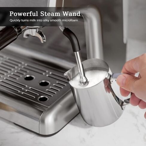 Kismile Espresso Machine with Grinder, 20 Bar Expresso Coffee Machines with Milk Frother, 58mm Expresso Machines for Home, Perfect for Cappuccino & Latte, Silver(2026 Upgrade) in Kuwait