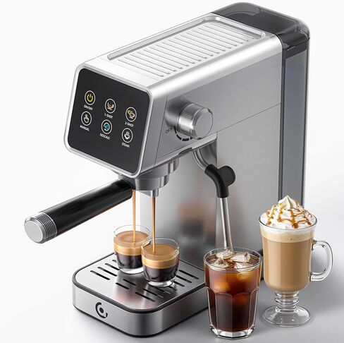AMZCHEF Espresso Machine 20 Bar, Compact Coffee Maker with LED Touch Screen & Steam Milk Frother, Espresso Maker with 41oz Removable Water Tank for Home & Office, Coffee Machine for Cappuccino, Latte in Saudi Arabia