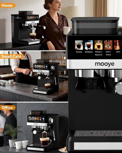 Espresso Machine with Grinder,20Bar Compact Espresso Maker with Steam Milk Frother,Coffee Maker for Home - Cappuccino Latte & Cold Brew Iced Coffee Maker & Americano, Gift for Women or Men in Kuwait