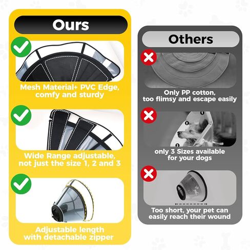 Upgraded Dog Cone Collar for Dogs After Surgery, Soft Transparent Pet Recovery Collar for Large Medium Small Dogs, Depth Adjustable Dog Cone Collar, Elizabethan Collar (L, Black) in Kuwait