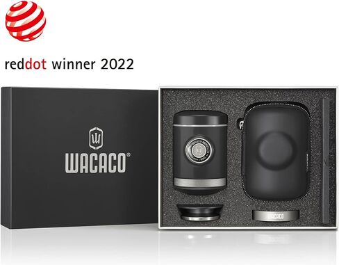 حزمة WACACO Picopresso: ماكينة صنع الإسبريسو المحمولة (مع حقيبة واقية) + مقياس الضغط - ماكينة صنع القهوة اليدوية للسفر ذات المستوى الاحترافي لطحن فائق النعومة ومراقبة الضغط بدقة in Kuwait