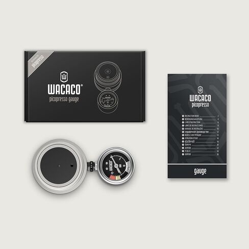 حزمة WACACO Picopresso: ماكينة صنع الإسبريسو المحمولة (مع حقيبة واقية) + مقياس الضغط - ماكينة صنع القهوة اليدوية للسفر ذات المستوى الاحترافي لطحن فائق النعومة ومراقبة الضغط بدقة in Kuwait