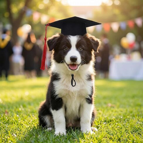 Dog Graduation Cap with Red Tassel, Dog Graduation Outfit, Pet Graduation Cap Hat for Puppies Cats in Kuwait