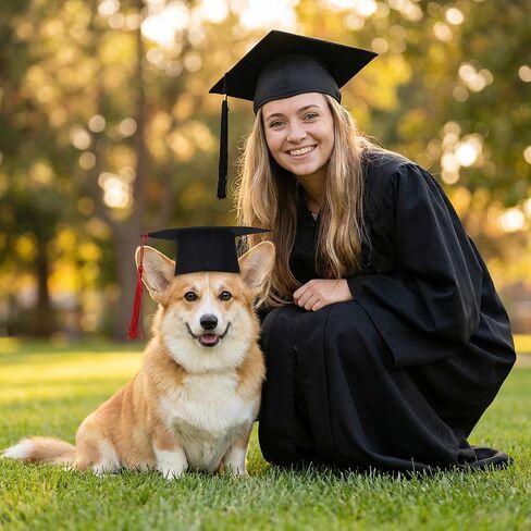 Dog Graduation Cap with Red Tassel, Dog Graduation Outfit, Pet Graduation Cap Hat for Puppies Cats in Kuwait