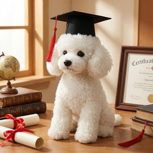Dog Graduation Cap with Red Tassel, Dog Graduation Outfit, Pet Graduation Cap Hat for Puppies Cats in Kuwait