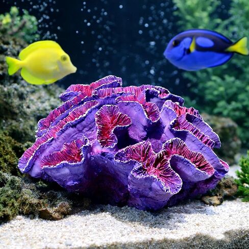 Aquarium Coral Decor, 5.9 Inch Lifelike Resin Coral Ornament for Fish Tank, Safe Decoration for Aquascaping, Purple in Kuwait