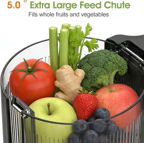 Cold Press Juicer,Stainless Steel Material,Juicer Machines with 5.0Inch Wide Feed Chute,Slow Masticating Juicer for Vegetables and Fruits with High Juice Yield,Large Auger,Easy to Clean in Kuwait